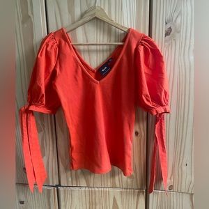 Persimmon Puffed Sleeve Anthropologie Top